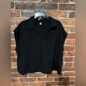Old Navy Black Women's Linen Blend Blouse Size XL NWT